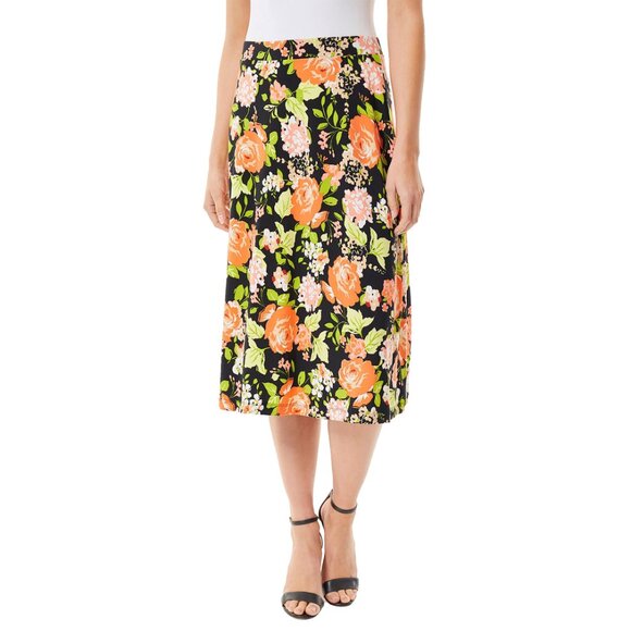 Women’s Printed Midi High Waist Breathable Soft Casual & Formal Wear Mid Length - Picture 3 of 16